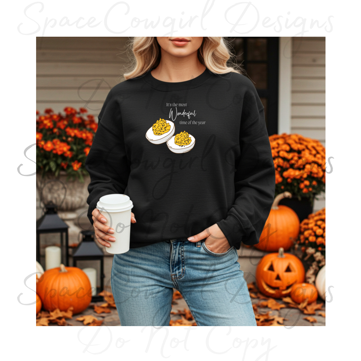 Fall Deviled Eggs Crewneck Sweatshirt - Funny Thanksgiving Minimalist Cozy