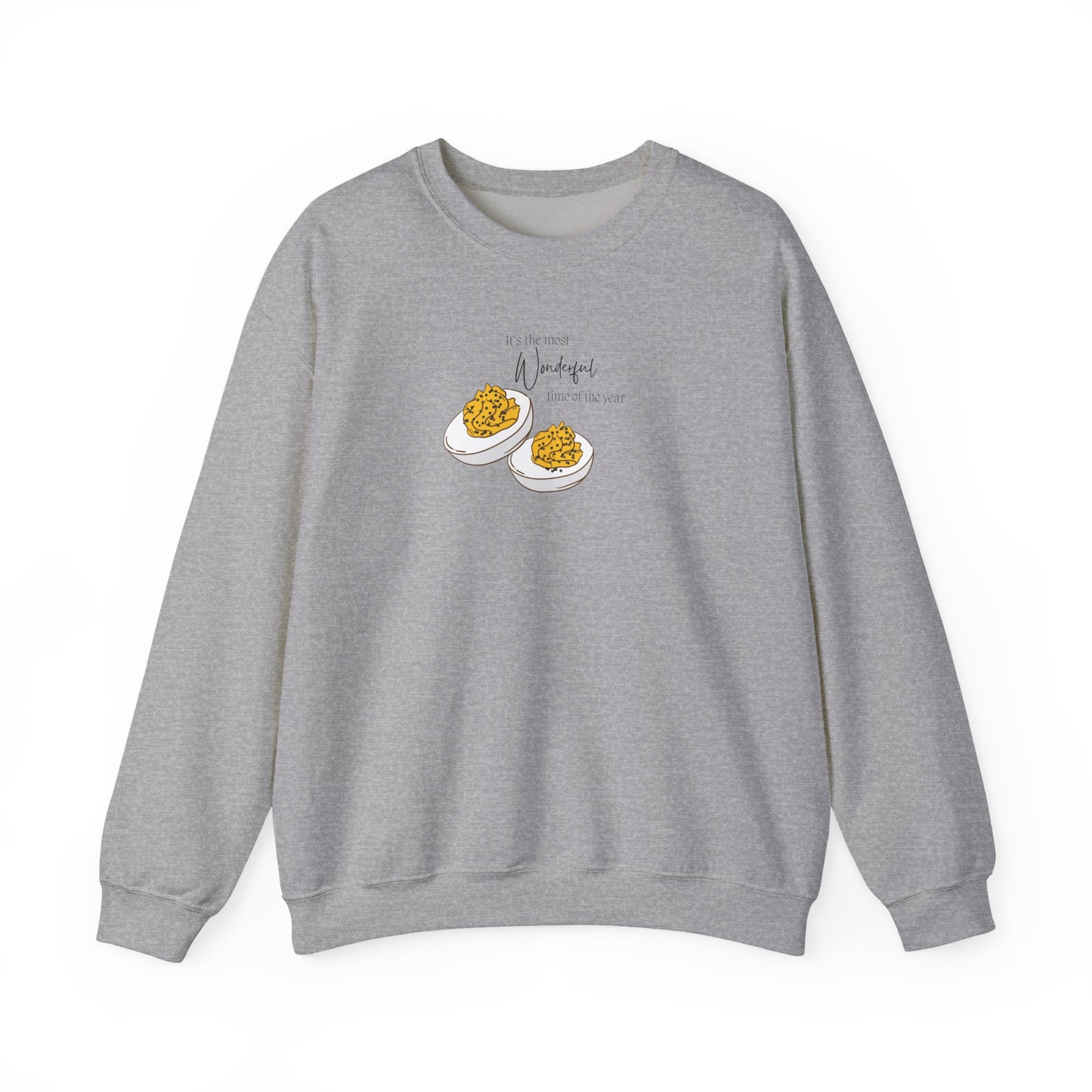 Humorous Women's Deviled Egg Crewneck Sweatshirt - Cozy Fall Funny Minimalist Design