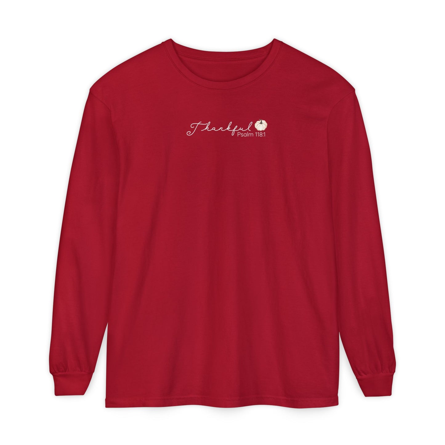 Women's Minimalist Thankful Long Sleeve T-Shirt - Thanksgiving Fall Cozy Tee