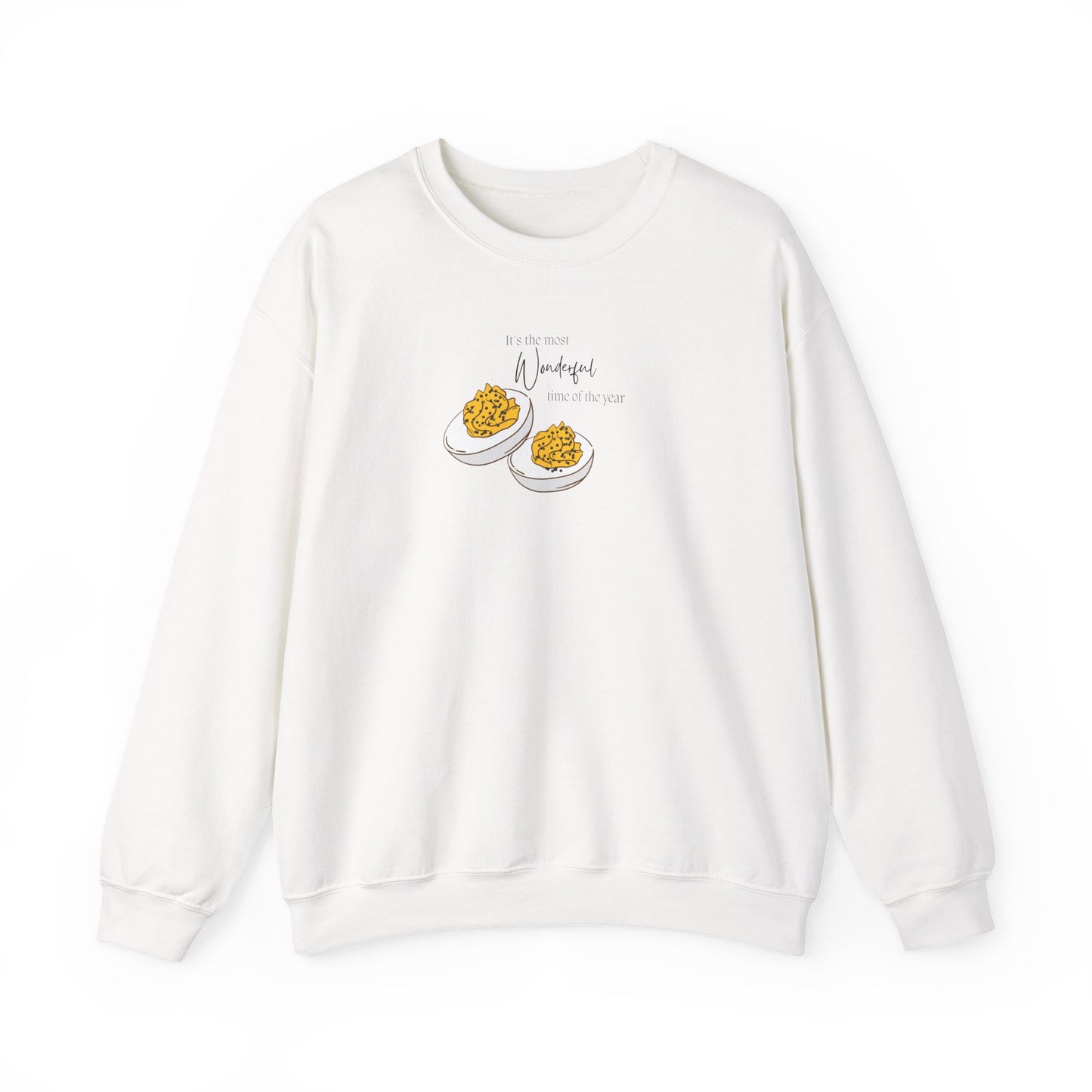 Humorous Women's Deviled Egg Crewneck Sweatshirt - Cozy Fall Funny Minimalist Design