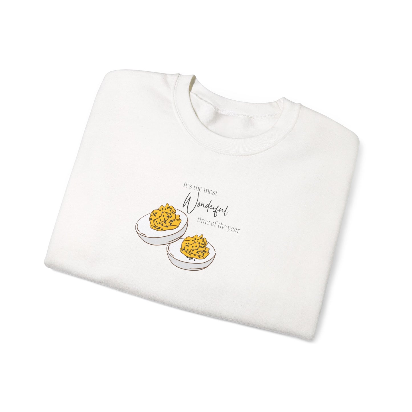 Humorous Women's Deviled Egg Crewneck Sweatshirt - Cozy Fall Funny Minimalist Design