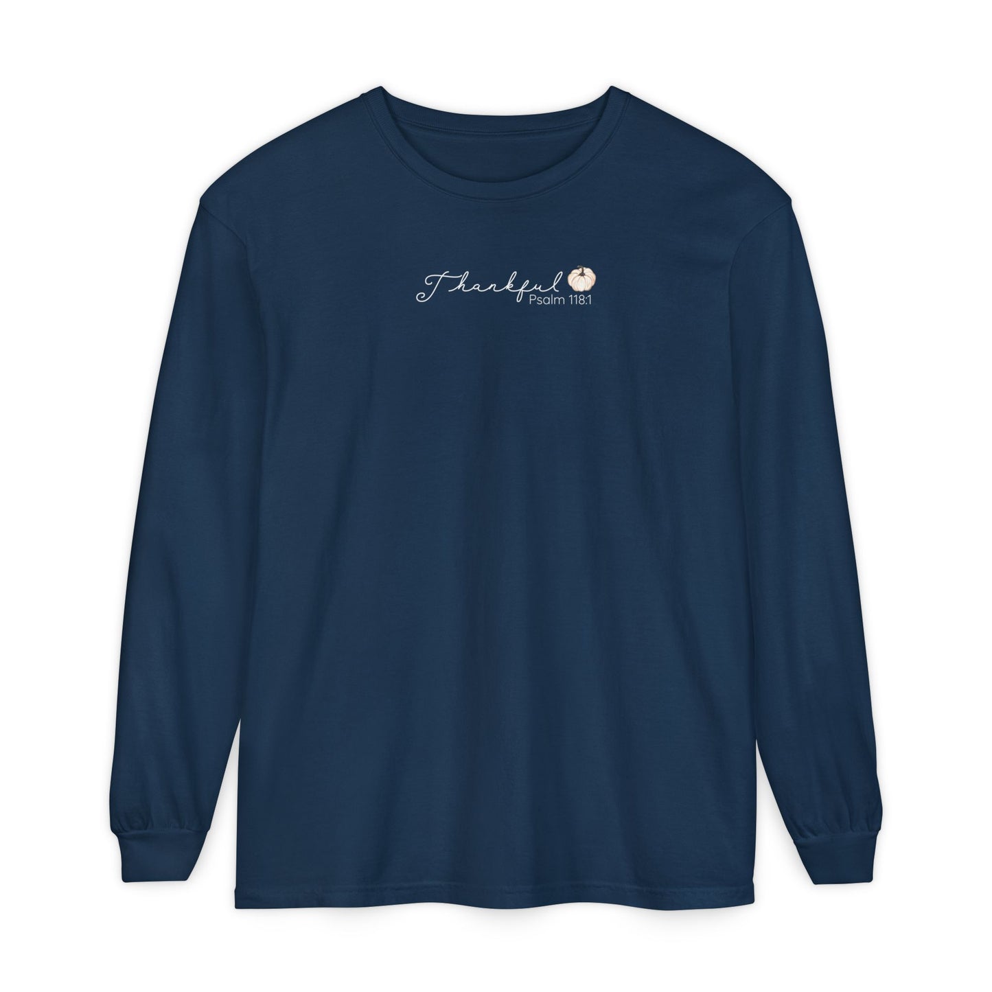 Women's Minimalist Thankful Long Sleeve T-Shirt - Thanksgiving Fall Cozy Tee