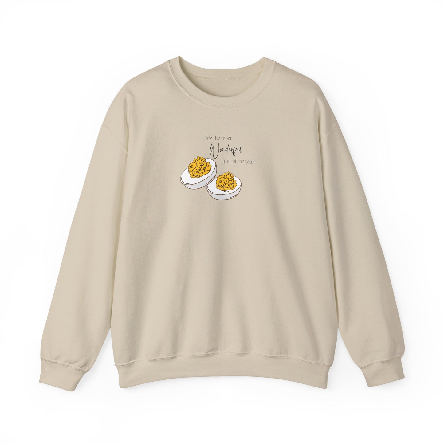 Humorous Women's Deviled Egg Crewneck Sweatshirt - Cozy Fall Funny Minimalist Design