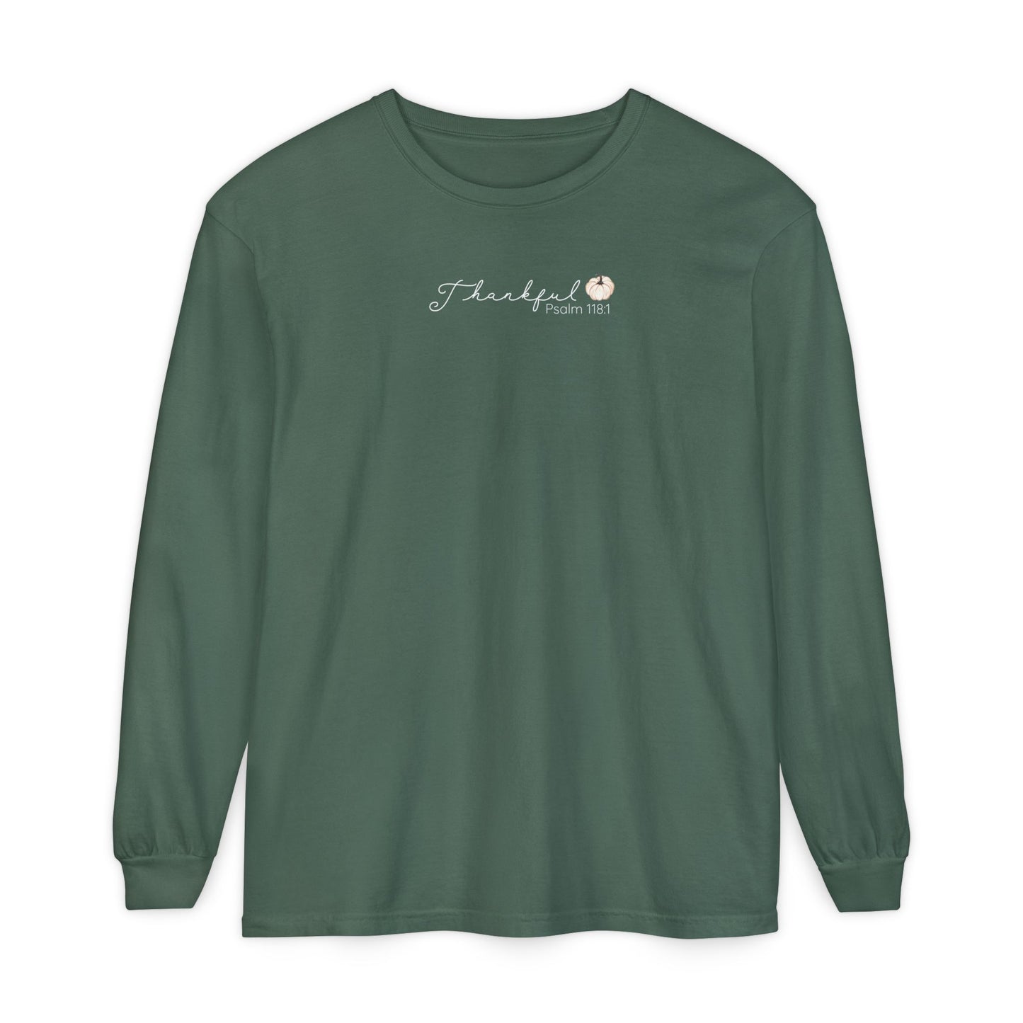Women's Minimalist Thankful Long Sleeve T-Shirt - Thanksgiving Fall Cozy Tee